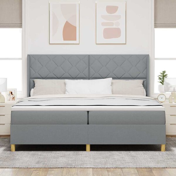 vidaXL Letto a molle con materasso Grigio chiaro 200 x 200 cm Tessuto