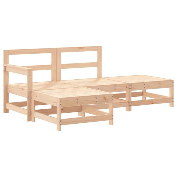 vidaXL Set Salotto da Giardino 4 pz in Legno Massello di Pino