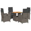 vidaXL Set da Pranzo da Giardino 5 pz con Cuscini in Polyrattan Grigio