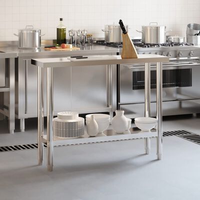 vidaXL Tavolo da Lavoro da Cucina 110x30x85 cm in Acciaio Inossidabile