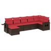 vidaXL Set Divani da Giardino 7 pz con Cuscini Marrone in Polyrattan