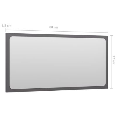 vidaXL Specchio da Bagno Grigio Lucido 80x1,5x37 cm in Truciolato