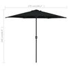 vidaXL Ombrellone da Giardino con Palo in Alluminio 270x246 cm Nero