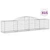 vidaXL Cesti Gabbioni ad Arco 15 pz 300x50x60/80 cm Ferro Zincato