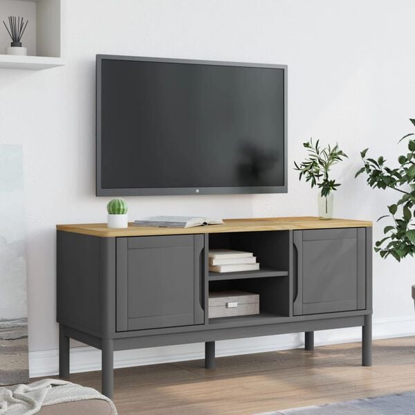vidaXL Mobile TV FLORO Grigio 114x43x55 cm in Legno di Pino