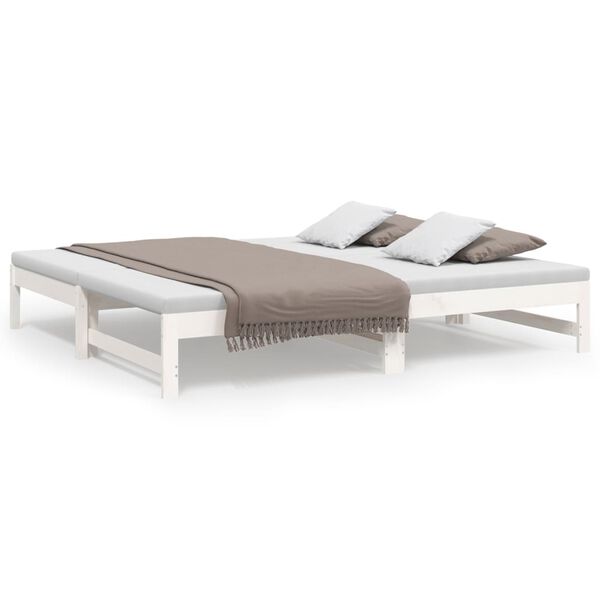 vidaXL Dormeuse Estraibile Bianca 2x(90x190) cm Legno Massello di Pino