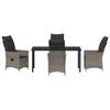 vidaXL Set da Pranzo per Giardino con cuscino 5 pcs Grigio Poly Rattan
