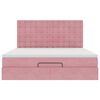 vidaXL Struttura Letto Pouf con Materassi Rosa 160x200 cm Velluto