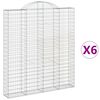 vidaXL Cesti Gabbioni ad Arco 6 pz 200x30x220/240 cm Ferro Zincato