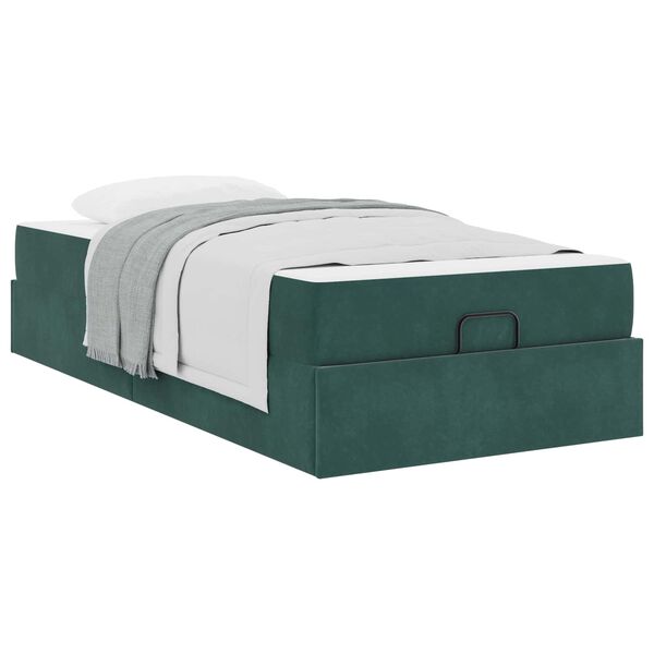 vidaXL Struttura letto con materasso con materasso 2 pcs Verde Velluto