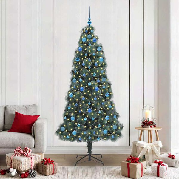 vidaXL Albero di Natale artificiale pre-illuminato con set di palline