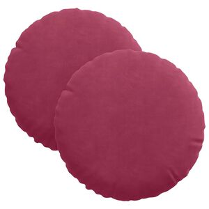 vidaXL Cuscini per Seduta 2 pz Velluto Rosso Vino &Oslash;30 x 13 cm