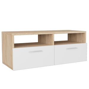 vidaXL Mobile Porta TV in Legno Multistrato 95x35x36cm Rovere e Bianco