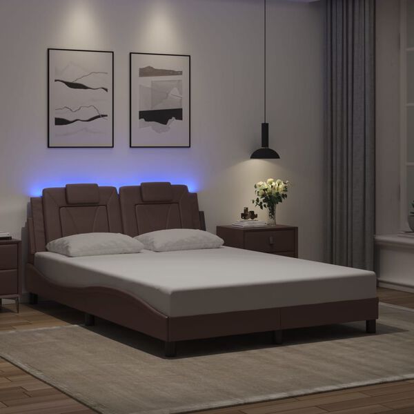 vidaXL Giroletto Viana con LED senza Materasso Marrone 140x190 cm