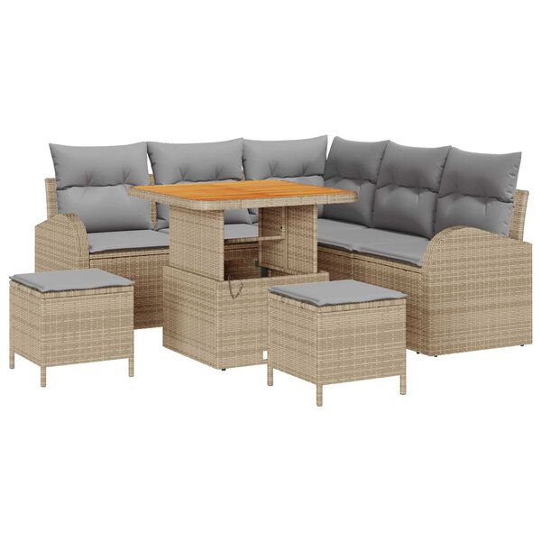 vidaXL Set Divano da Giardino con cuscino 8 pcs Beige polyrattan