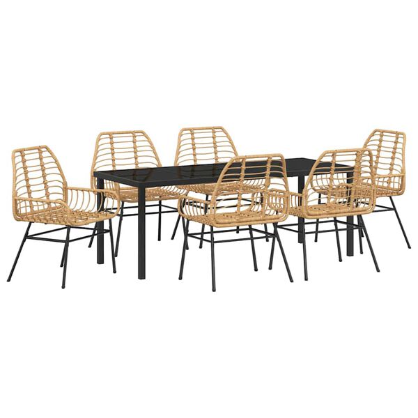 vidaXL Set da Pranzo per Giardino 7 pcs Marrone polyrattan