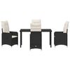 vidaXL Set da Pranzo per Giardino con cuscino 5 pcs Nero Poly Rattan