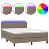 vidaXL Letto a Molle con Materasso e LED Tortora 140x190 cm in Tessuto