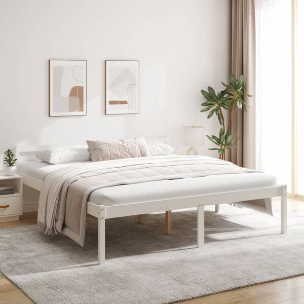 vidaXL Letto per Anziani Bianco 180x200 cm Super King Legno di Pino