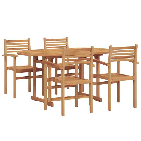 vidaXL Set da Pranzo per Giardino 5 pcs Naturale