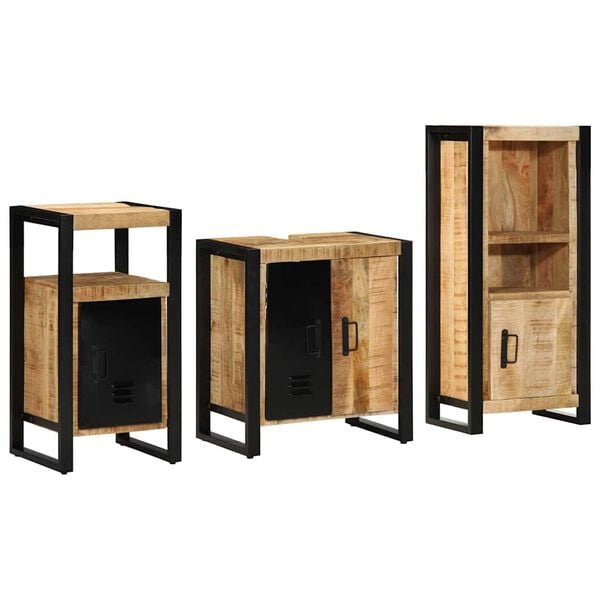 vidaXL Set di mobili per il bagno 3 pcs Legno di mango massello