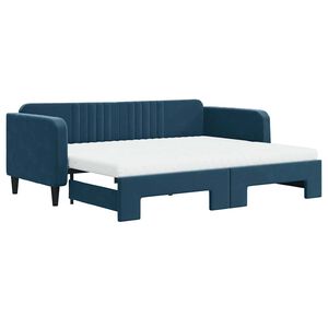 vidaXL Divano Letto Estraibile con Materassi Blu 90x200 cm Velluto