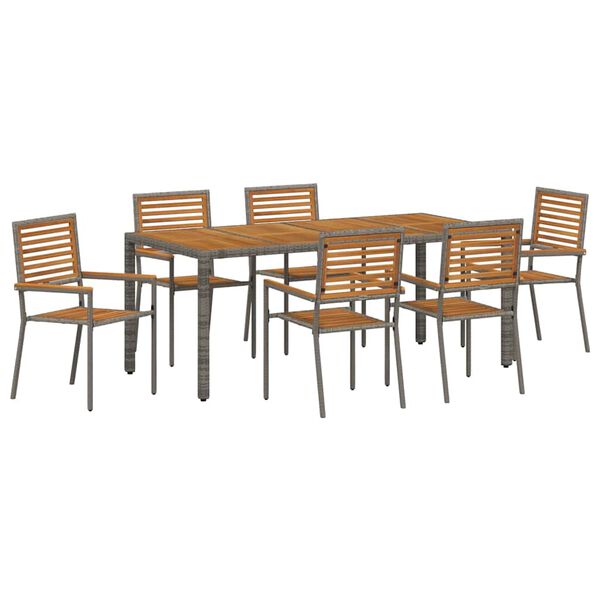 vidaXL Set da Pranzo per Giardino 7 pcs Grigio 190 x 90 x 75 cm
