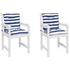 vidaXL Cuscini Sedia Schienale Basso 2pz Strisce Bianche e Blu Tessuto