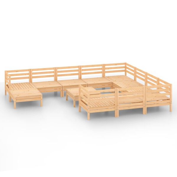 vidaXL Set Salotto da Giardino 12 pz in Legno Massello di Pino