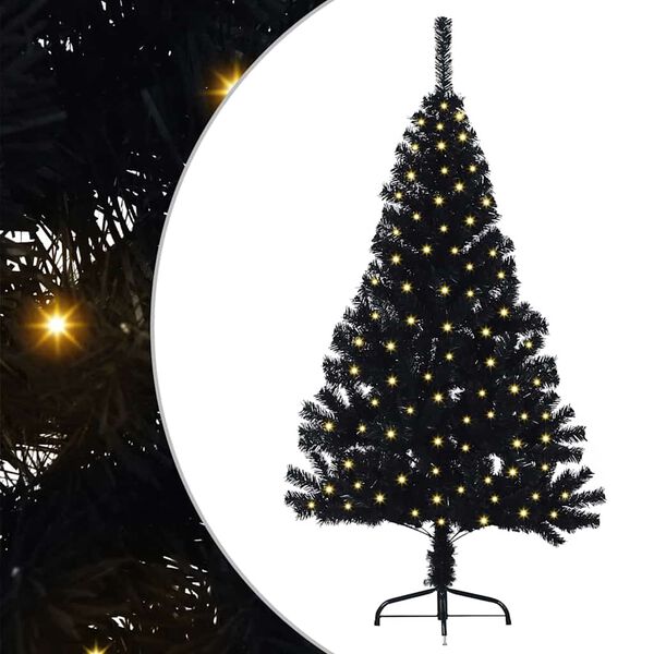 vidaXL Albero di Natale artificiale con luci integrate Nero 120 cm PVC