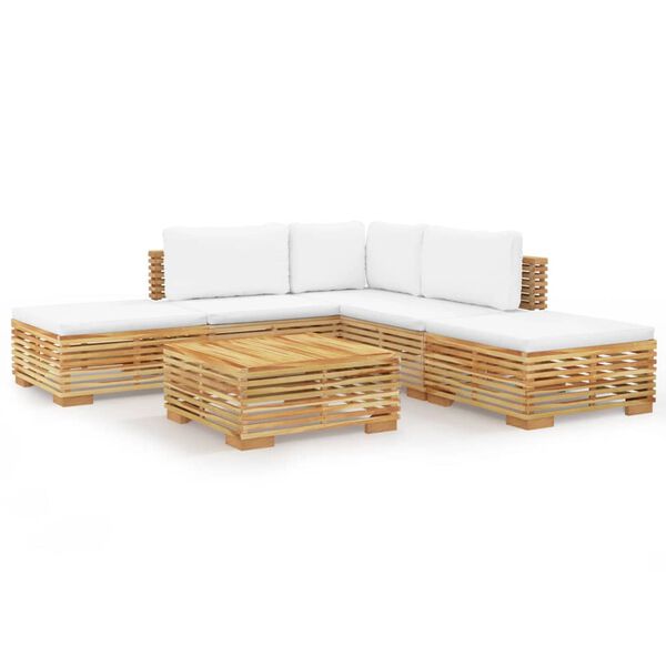 vidaXL Set Divani da Giardino 6 pz con Cuscini Legno Massello di Teak
