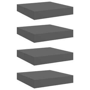 vidaXL Scaffali a Parete 4 pz Grigio Lucido 23x23,5x3,8 cm in MDF
