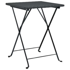 vidaXL Tavolo Pieghevole da Bistr&ograve; Nero 55x54x71 cm Polyrattan