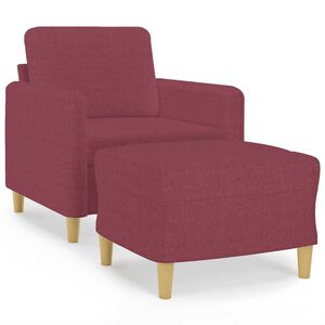 vidaXL Poltrona con Poggiapiedi Rosso Vino 60 cm in Tessuto