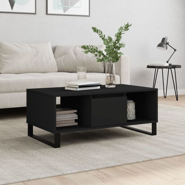 vidaXL Tavolino da Salotto Nero 90x50x36,5 cm in Legno Multistrato
