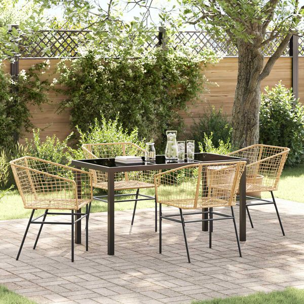 vidaXL Set da Pranzo per Giardino 5 pcs Marrone polyrattan