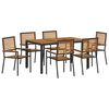 vidaXL Set da Pranzo per Giardino 7 pcs Nero e Marrone polyrattan