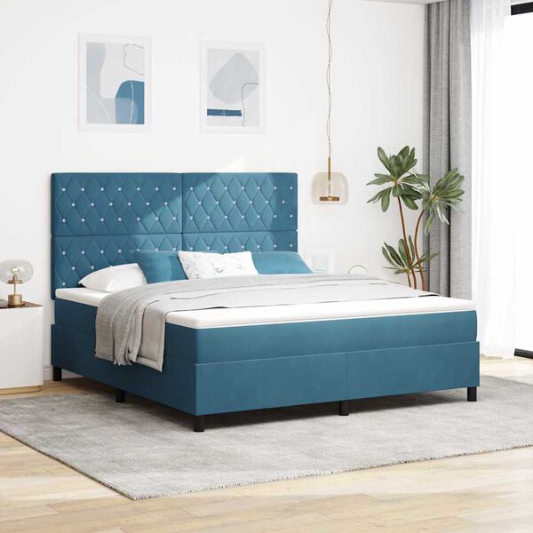 vidaXL Letto a molle con materasso Blu Scuro 180 x 200 cm Velluto