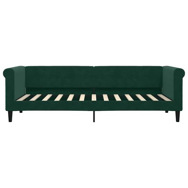 vidaXL Divano Letto con Materasso Verde Scuro 80x200 cm in Velluto