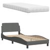 vidaXL Letto con Materasso Hanko Grigio Scuro 80x200 cm in Tessuto