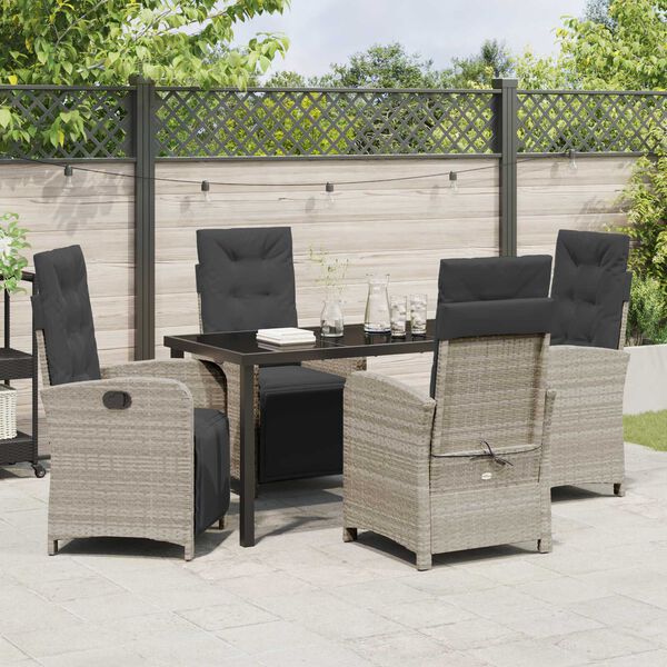 vidaXL Set da Pranzo per Giardino 5 pcs Grigio chiaro polyrattan