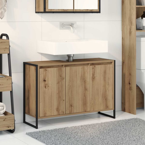 vidaXL Mobile da Bagno con porta Rovere Artigianale 90 x 30 x 60 cm