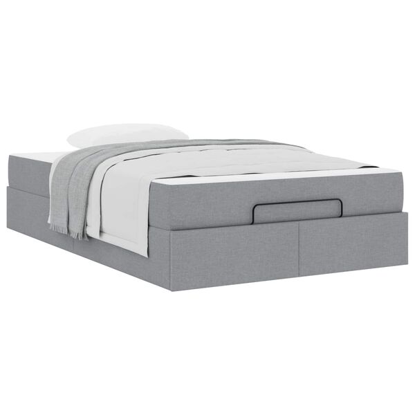 vidaXL Struttura letto con materasso 2 pcs Grigio chiaro Tessuto