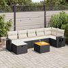 vidaXL Set Divani da Giardino con Cuscini 8 pz Nero in Polyrattan