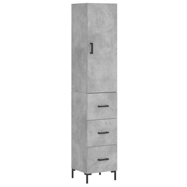 vidaXL Credenza Grigio Cemento 34,5x34x180 cm in Legno Multistrato