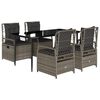 vidaXL Set da Pranzo da Giardino 5 pz con Cuscini in Polyrattan Grigio