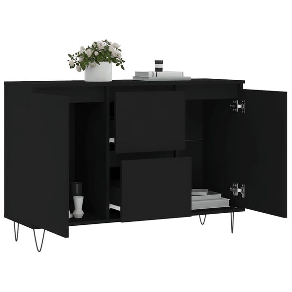 vidaXL Credenza Nera 101,5x35x70 cm in Legno Multistrato