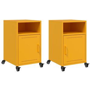 vidaXL Comodini 2 pz Giallo Senape 36x39x59 cm in Acciaio