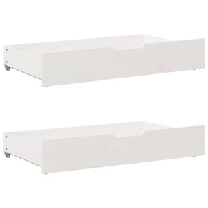 vidaXL Cassettoni da Letto 2 pz Bianchi 95x55x17cm Legno Massello Pino