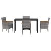 vidaXL Set da Pranzo per Giardino con cuscino 5 pcs Grigio polyrattan